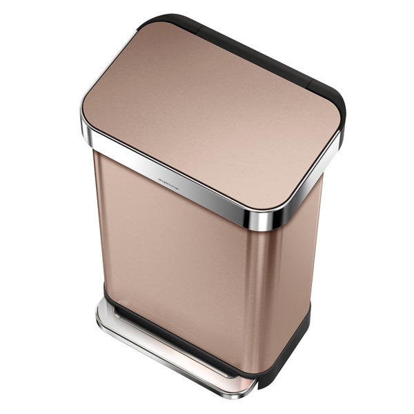 simplehuman Rectangular Pedal 45L StepOn Steel Bin with Liner Pocket